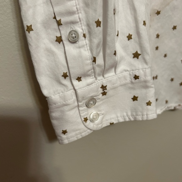 Talbots White Shirt with Gold Star Pattern - Picture 2 of 7